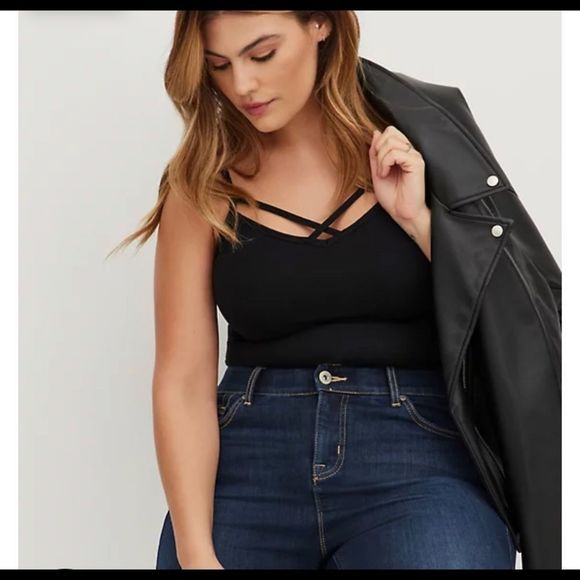 Torrid tank top cami 4x black criss cross fox cami - Picture 2 of 5
